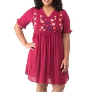 Cherokee Plus Size Woven Peasant Dress